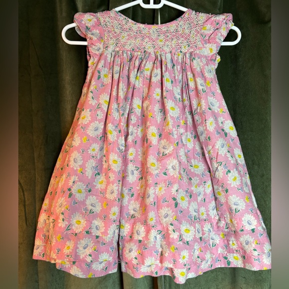 Mini Boden Floral Smocked Puff Sleeve Pink Lemonade Vintage Daisy Dress - Picture 1 of 5